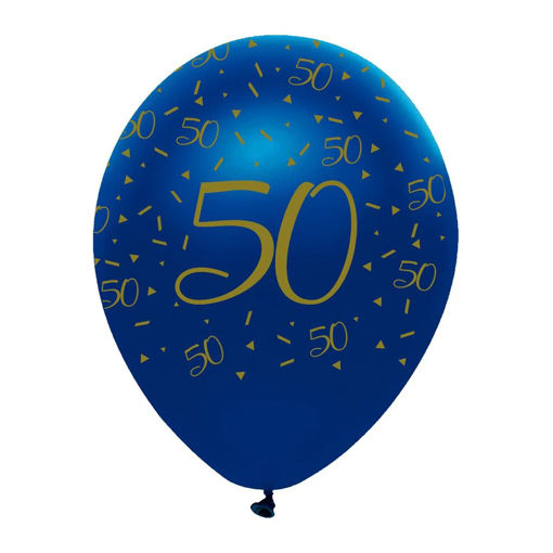 Picture of NAVY & GOLD GEODE 50TH BIRTHDAY LATEX BALLOON 12INCH 6 PACK
